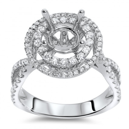 Round Double Halo Engagement Ring for 1.5 ct Center Stone | AR14-159