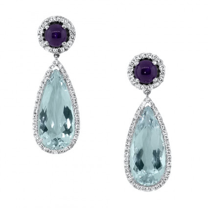 Aquamarine Amethyst Stone Earrings 13.17ct | AE14-008