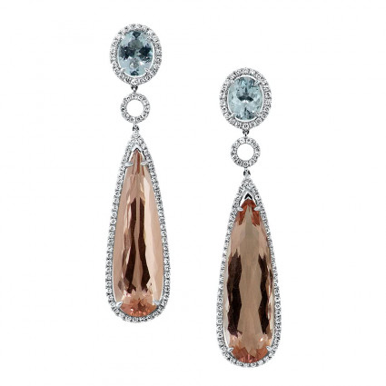 Morganite Aquamarine Stone Earrings 33.02ct | AE14-007