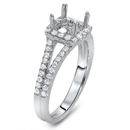 Square Halo Engagement Ring with Split Shank for 1ct Stone | AR14-036