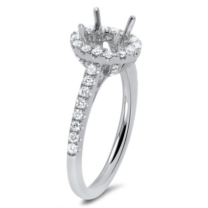 Oval Micro Pave Engagement Ring with Halo for 1.5 ct Stone | AR14-045