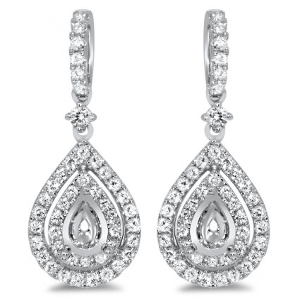 Pear Shape Halo Diamond Earrings for 0.5ct Stone | AE14-004