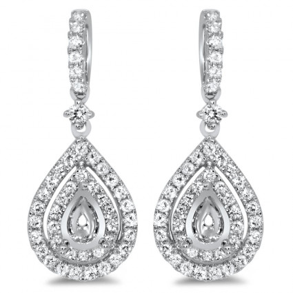 Pear Shape Halo Diamond Earrings for 0.5ct Stone | AE14-004