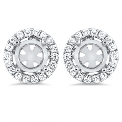 Round Halo Micro Pave Earrings for 1.5 Carat Stone | AE14-002