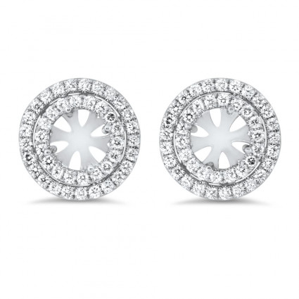 Double Halo Round Halo Earrings for 0.80 ct Stone | AE14-016
