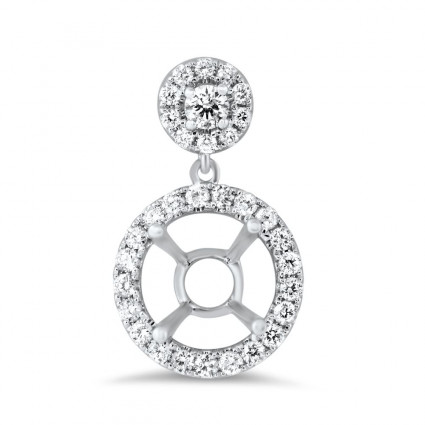 Micro Pave Drop Round Halo Diamond Pendant for 2ct Stone | AN14-006