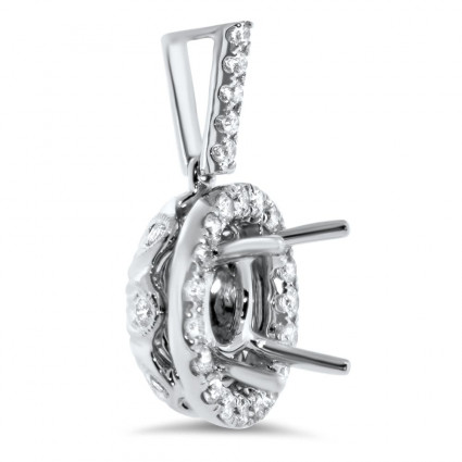 Round Micro Pave Halo Diamond Pendant for 1.5ct Stone | AN14-007