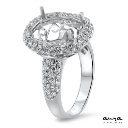 Oval Pave Engagement Ring with Halo for 5ct Stone | AR14-064