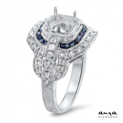 Sapphire Halo Engagement Ring for 1 ct Center Stone | AR14-084