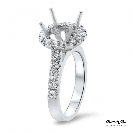 Round Halo Engagement Ring with Side Stones for 1.5 ct Stone | AR14-087