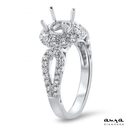 Round Halo Engagement Ring Rounded Split Shank for 1ct Stone | AR14-083