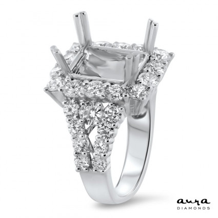 Rectangular Engagement Ring with Halo for 5 ct Stone | AR14-077