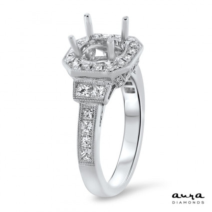 Octagonal Halo Engagement Ring for 7.4mm Center Stone | AR14-081