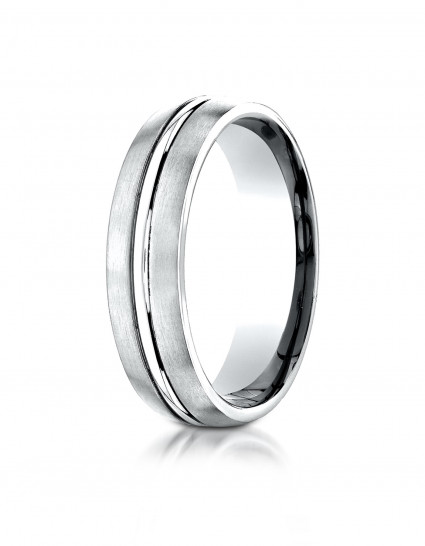 Comfort-Fit Satin-Finished with High Polished Center Cut Design Band