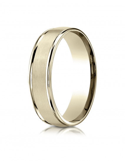 10k Yellow Gold 6mm Comfort-Fit Satin Finish Round Design Band