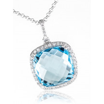 Halo Cushion Chandelier Aquamarine Pendant