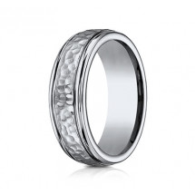 7mm Titanium Ring With Hammered Finish