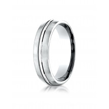 Comfort-Fit Satin-Finished with High Polished Center Cut Design Band