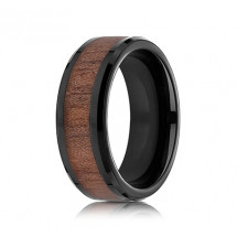 8mm Wood Grain Black Cobalt Ring