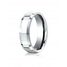 10k White Gold 6mm Comfort-Fit High Polished Carved Design Band