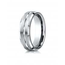 Comfort-Fit Satin-Finished with High Polished Cut Carved Design Band