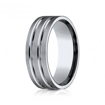 8mm Titanium Ring With Satin Finish & Two High Polished Rows 