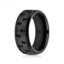 8mm Black Titanium Brick Set Ring