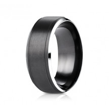 9mm Black Cobalt Ring With Satin Center & Beveled Edge | ACF69486BKCC