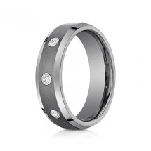 7mm Tungsten Ring With three Ideal-Cut Diamonds