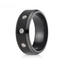 8mm Black Cobalt Diamond Ring