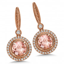 Morganite and Diamond Earrings in 14K Rose Gold (0.02 ct. tw.)