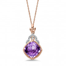 Amethyst and Diamond Pendant in 14K Rose Gold (0.05ct. tw.) 