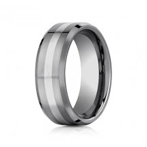 8mm Tungsten Ring With White Gold Inlay | AEWCF68426TG