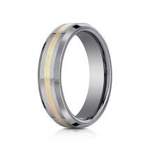 6mm Tungsten Ring With Yellow Gold Inlay