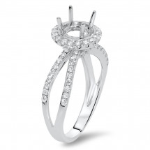 Round Halo Engagement Orbit Ring for 1.5ct Stone