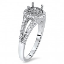 Round Halo Engagement Ring with Split Shank for 1.5 Carat Stone