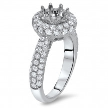 1 ct Pave Round Halo Engagement Ring
