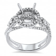 Round Halo Engagement Ring for 2ct Center Stone 