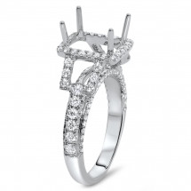 Rectangular Engagement Ring with Halo for 3ct Stone