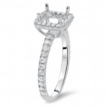 Square Halo Micro Pave Engagement Ring for 0.50ct Stone