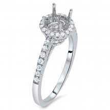 Round Halo Micro Pave Engagement Ring for 1.5ct Stone