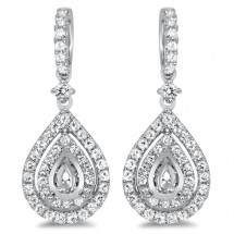 Pear Shape Halo Diamond Earrings for 0.5ct Stone