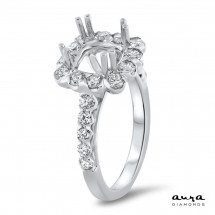 Cathedral Halo Engagement Ring for 2 ct Center Stone