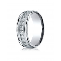 14k White Gold 8mm Comfort-Fit Channel Set 12-Stone Diamond Eternity Ring (0.96ct)