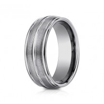 8mm Tungsten Ring With Satin Finish & High Polish Center & Edges | ARECF58180TG