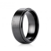 9mm Black Titanium Ring With Satin Center & Beveled Edge