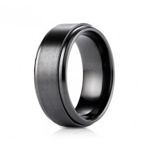 9mm Black Titanium Ring With Satin Center & Beveled Edge | ATICF69486BKT