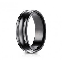 7.5mm Black Titanium Ring With Rounded Center