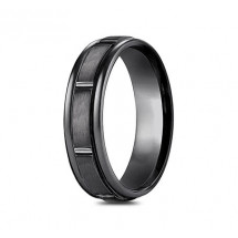 7mm Black Titanium Ring with Satin Finish Sections