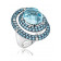 Double Halo Round Chandelier Cut Aquamarine Ring